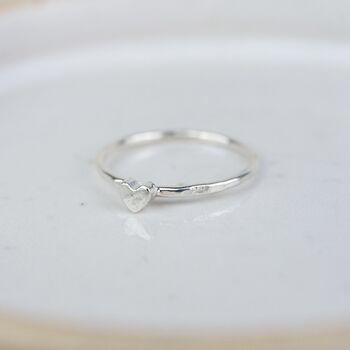 Sterling Silver Mini Heart Charm Ring, 3 of 7