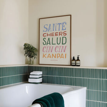 Cheers Wall Art Print, Kitchen Print, Colourful Hand Painted, 6 of 11