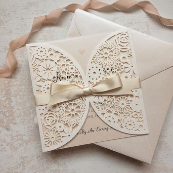 pearl laser cut wedding invitation by peach wolfe paper co ...