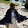 Navy 100% Cashmere Travel Wrap Shawl Gift Boxed, thumbnail 5 of 8