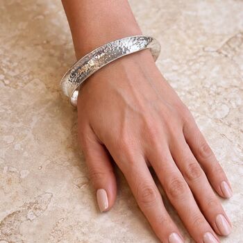 Solid Silver Battered Twist Bangle, 3 of 4