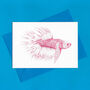 Pink Betta Fish Illustrated Blank Greeting Card, thumbnail 3 of 10