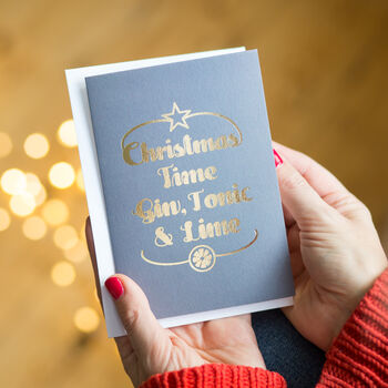 Luxury Foiled Gin Christmas Card, 2 of 5