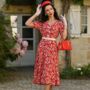 Lisa Dress In Rose Kiss Print Vintage 1940s Style, thumbnail 3 of 3