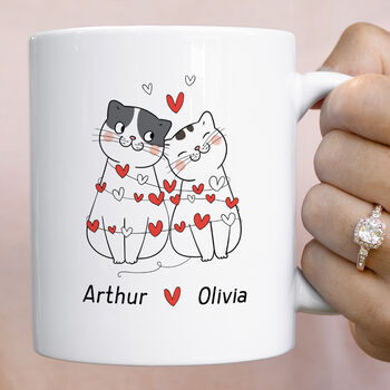 Personalised Cat Couple Mug Gift With Names, 6 of 8