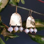 'Titans Eos' Pearl And Hand Beaten Brass Earrings, thumbnail 4 of 4