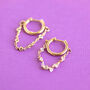 Gold Plated Huggie Hoop Chain Earrings, thumbnail 1 of 9