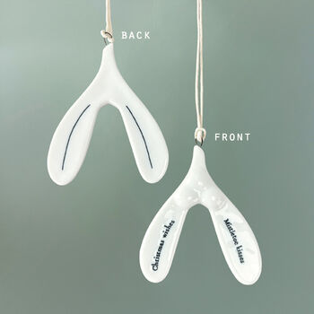 Porcelain Mistletoe Ornament With Christmas Wishes Tree Decoration, 5 of 5