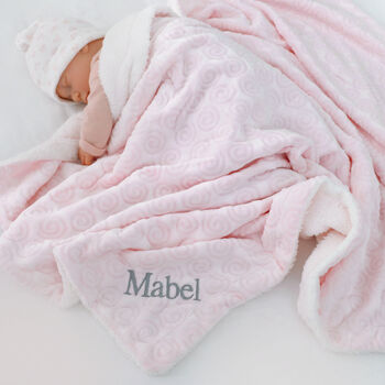 Personalised Pink Sherpa Baby Blanket With Swirls, 3 of 8