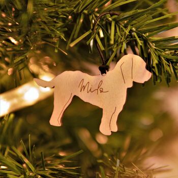 Personalised Wooden Dog Christmas Tree Decoration, 3 of 9