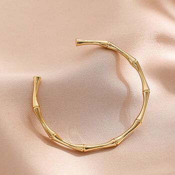 Adjustable Bamboo Silver Or Gold Plated Bangle Bracelet, 4 of 6