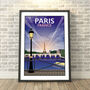 Paris, France Night Travel Print, thumbnail 1 of 8