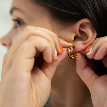 Enamel Link Hoop Earrings, 3 of 4