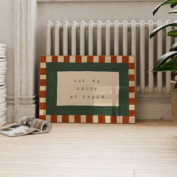 Ask Me About My Dream Checkered Bedroom Wall Print, 4 of 9