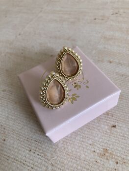 Peach Gold Pearl Stud Earrings, 4 of 5