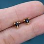 Sterling Silver Trillion Cut Black Cz Stud Earrings, thumbnail 6 of 11