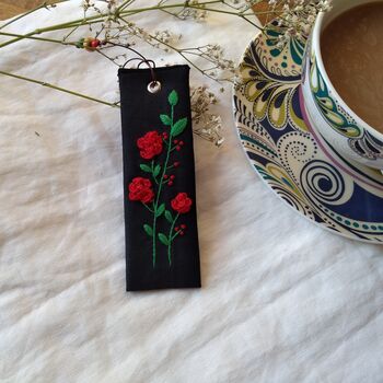 Bookmark With Hand Embroidered Red Rose, 7 of 7