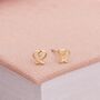 5mm Gold Plated Sterling Silver Paloma Open Heart Stud Earrings, thumbnail 2 of 3