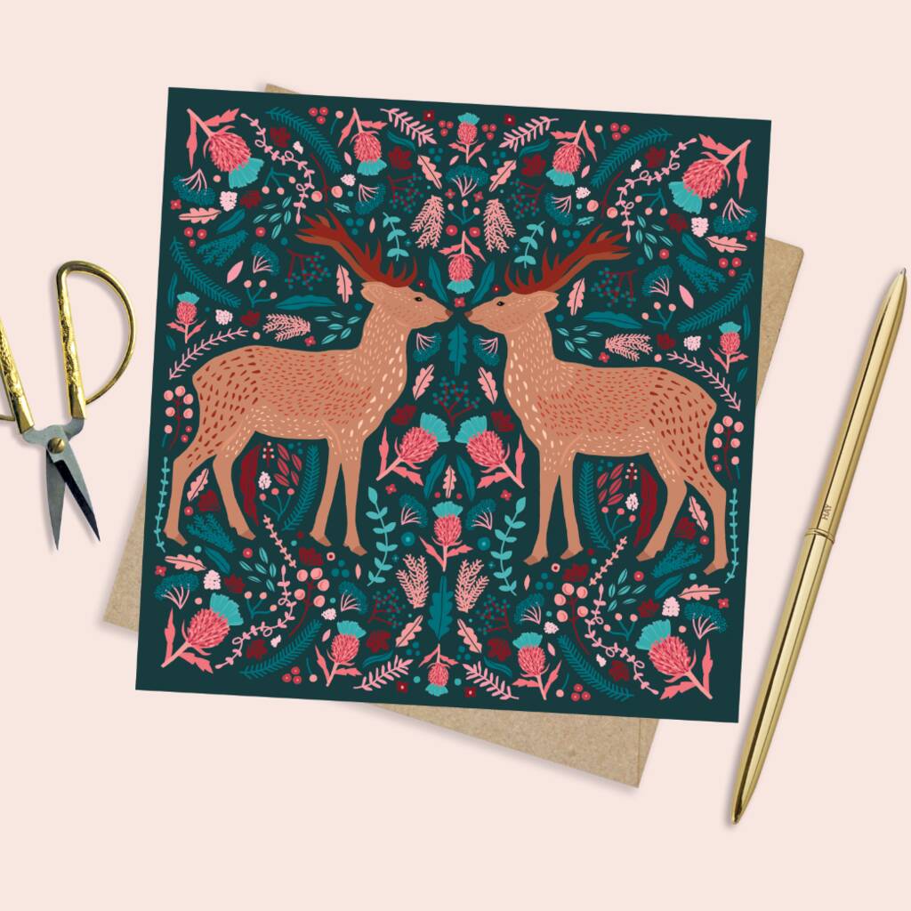 Folk Stags Card