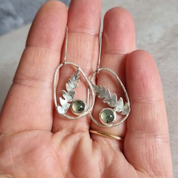 Fern And Prehnite Silver Drop Earrings, 3 of 4