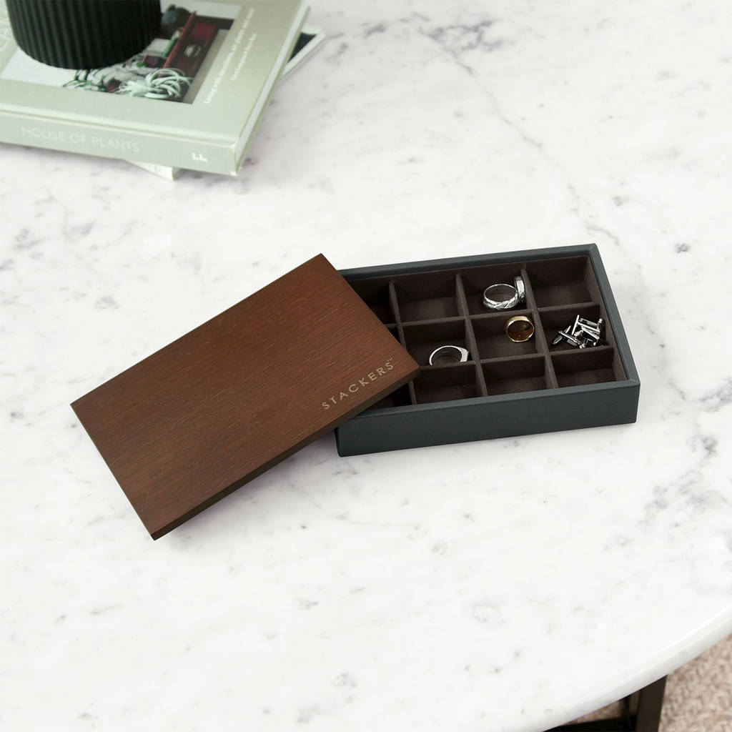 Mens Charcoal Cufflink Box By Stackers