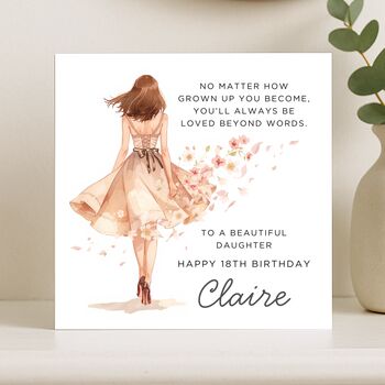 Personalised 18th Birthday Card For Daughter Floral Dress, 7 of 8