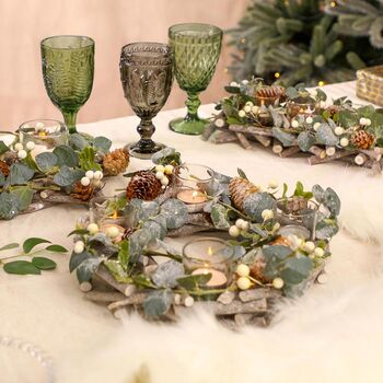 Frosted Eucalyptus Christmas Candle Centrepiece, 2 of 6