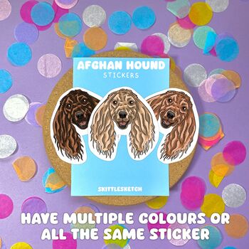 Personalised Afghan Hound Dog Face Stickers, 2 of 8