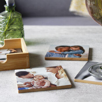 Set Of Bamboo Photo Coasters For Mum, 8 of 8