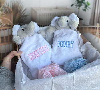 Twin Baby Boy Elephant Comforter Gift Box, 2 of 4
