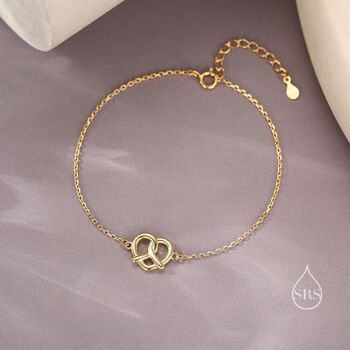 Sterling Silver Pretzel Heart Knot Bracelet, 6 of 12