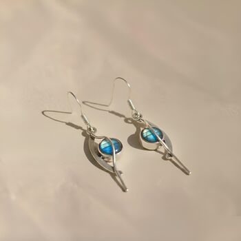 Sterling Silver Labradorite Teardrop Dangle Earrings, 5 of 7
