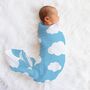 Muslin Swaddle Baby Blanket Clouds Newborn Gift, thumbnail 1 of 5