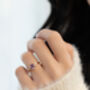 Lavender Amethyst Three Stone Ring In Silver And Gold Vermeil, thumbnail 5 of 11