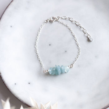 Sterling Silver Aquamarine Birthstone Bracelet, 2 of 6