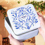 Personalised Blue And White Anniversary Tin, thumbnail 2 of 6