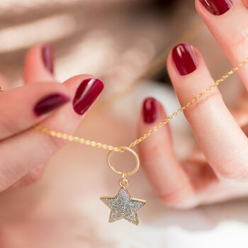 Sparkle Star Circle Charm Necklace, 2 of 9