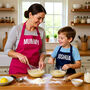 Mother And Child Matching Aprons In A Varsity Style, thumbnail 1 of 2