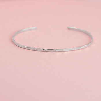 Thin Hammered Cuff In Sterling Silver, 6 of 8