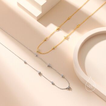Sterling Silver Cz Trio Necklace, 4 of 11