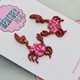 Handmade Red Resin Crab Earrings – Sparkle And Shoreline Vibes, thumbnail 2 of 4