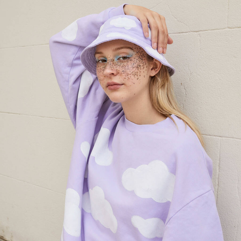 Handpainted Lilac Sunset And Cloud Sweatshirt, 1 of 4