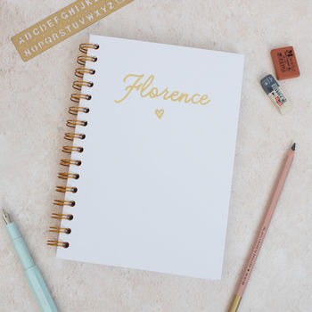 Personalised Simple Name Spiral Foil Notebook, 2 of 11