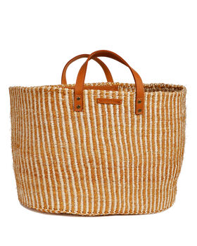Gold And Natural Pinstripe Sisal Shopper, 5 of 5