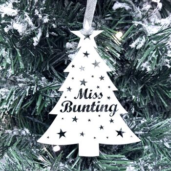 Personalised Teacher Christmas Tree Decoration With Stars, 4 of 8