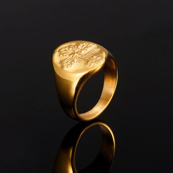 Gold Plated Chunky Cross Ring For Men Steel Signet Ring, 2 of 9