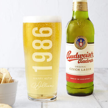 Personalised 40th Birth Year And Name Beer Glass, 2 of 7