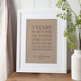 Three Years Together Leather Anniversary Timeline Print, thumbnail 2 of 3