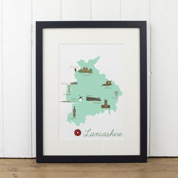 Lancashire County Map Illustration Print, 5 of 8