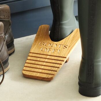 Personalised Solid Oak Boot Jack – Practical Gift For Walkers, 3 of 9